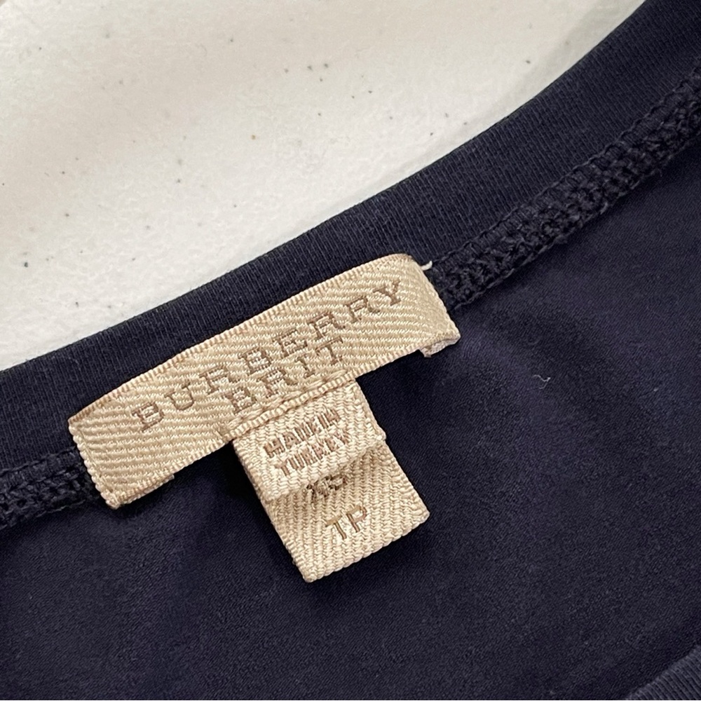 Burberry Brit Navy Blue Cotton Short Sleeve Nova Check Cuff T-Shirt Tee Size XS - Picture 9 of 10